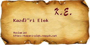 Kazári Elek névjegykártya